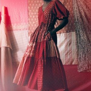 Christy Dawn - Lianne Dress in Colorblocked Crimson